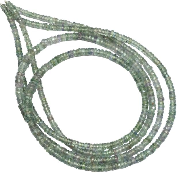 Green Sapphire 3mm-5mm Graduating Size Faceted Rondelle Beads 13