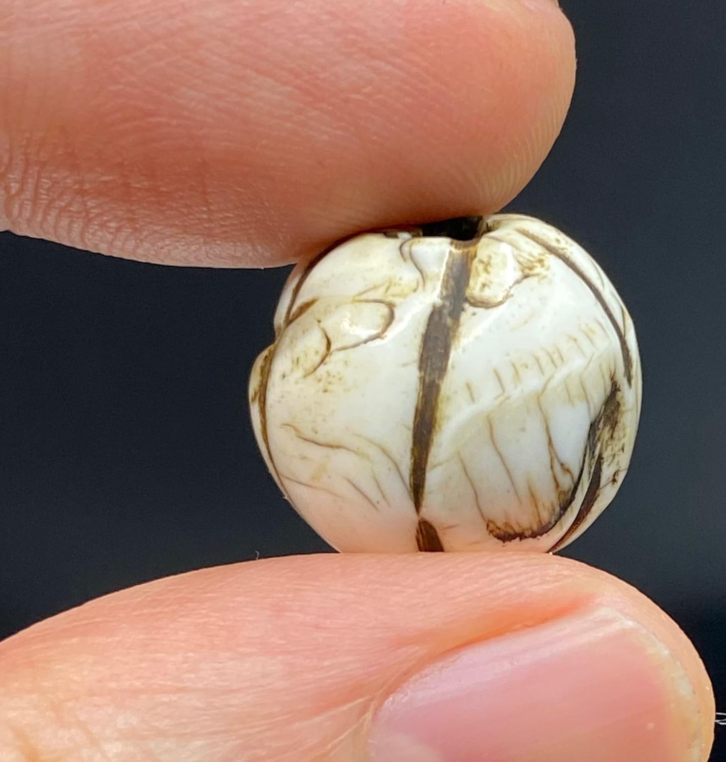 Handcrafted Nepalese Tibetan Natural Shell Pearl Bead with Turquoise 15x17mm –5.98g Round Carved Bead for Jewelry Making, Craft Supplies, DIY Necklace & Bracelet Design,Loose Beads (20)