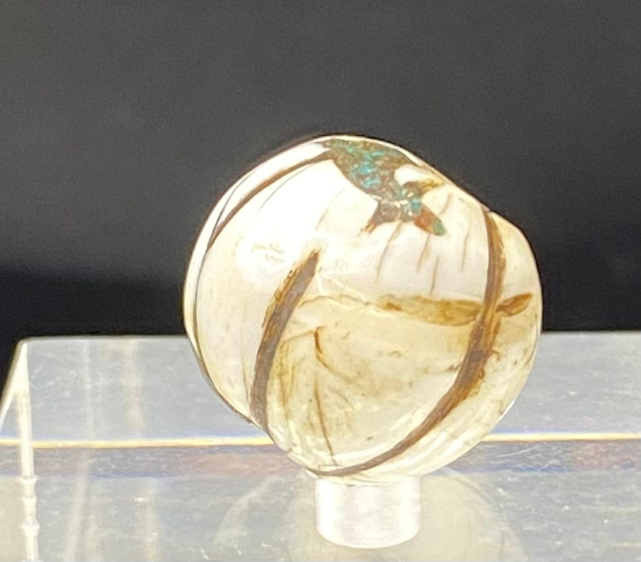 Handcrafted Nepalese Tibetan Natural Shell Pearl Bead with Turquoise 15x17mm –5.98g Round Carved Bead for Jewelry Making, Craft Supplies, DIY Necklace & Bracelet Design,Loose Beads (20)