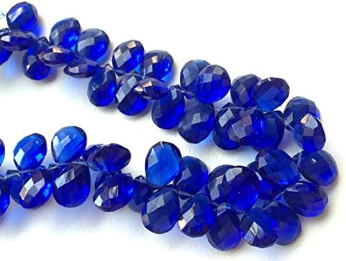 1 Strand Natural Blue Mystic Quartz, Hydro Cobalt Blue Color, Faceted Pear Beads, Blue Hydro Necklace, 7x10mm Each, 8 Inch