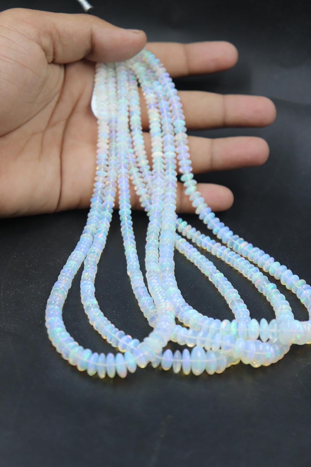 Natural Ethiopian Opal Smooth Saucer Beads, AAA+ Quality, Rainbow Fire Color, 6-10mm Size for Jewelry Making