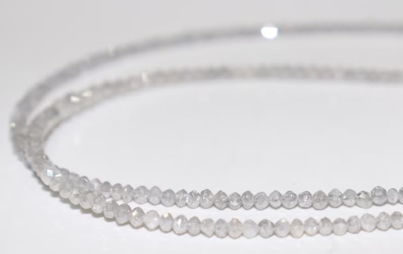 Natural Gray Diamond Faceted Rondelle Beads, Gray Faceted Rondelle Diamond Beads for Jewelry Making Crafts