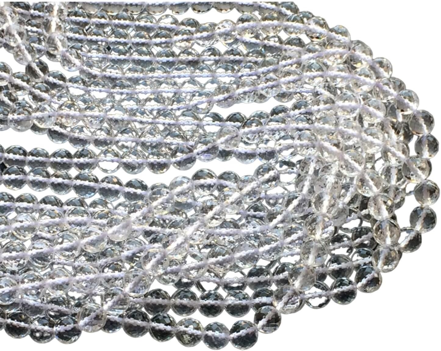 Women's 8 mm Crystal Quartz Micro faceted Round Beads, Crystal Micro faceted Round Balls, Natural Crystal Quartz For Jewelry (1ST To 5ST Options)