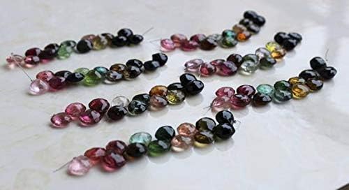 Outstanding Tourmaline Gemstone Briolette Faceted Heart Multi Pink Green 8.5 to 9mm 13 Beads Code-HIGH-58174