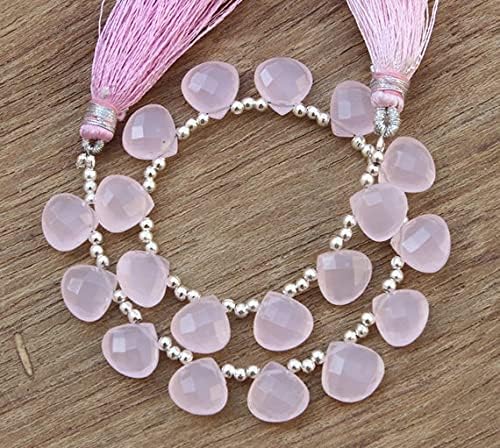 Beads Gemstone 9x9 mm Natural Pink Chalceny Faceted Heart Briolettes Beads 8.5 Inches Code-HIGH-42466