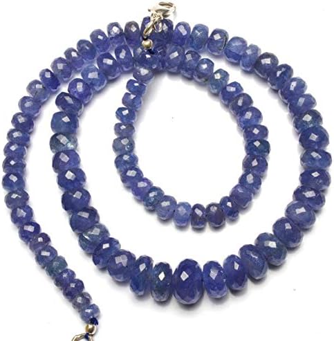 Natural Tanzanite Gemstone 5 to 9MM Faceted Rondelle Beads 17 Inch Full Strand Super Quality Deep Blue Color Finished Necklace