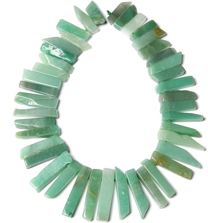 Natural Crystal Stone, Natural Quartzs Crystal Stick Point Beads Natural Stone Top Drilled Stick Beads for Jewelry Making(Black Agate,About 15 inch)