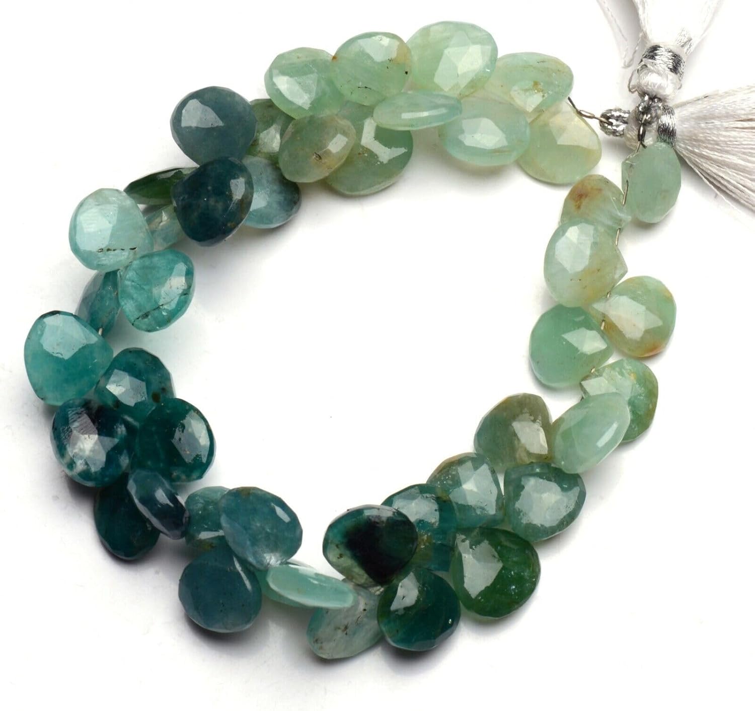 8 inch Strand of Natural Grandidierite 10-11mm Heart Faceted briolette Beads for DIY Jewelry Making. |BRIO_03533