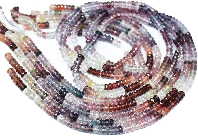 13 inch Strand of Natural gem Multi Spinel, 3-3.5mm Rondelle Faceted Beads for DIY Jewelry Making. | Beads_05585, As Per Photo