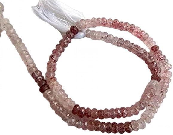 Natural Pink Moss Strawberry Quartz Shaded Faceted Rondelle Beads, 5-5.5mm, 14 inch lot of 10 Strands CHIK-STRD-96430