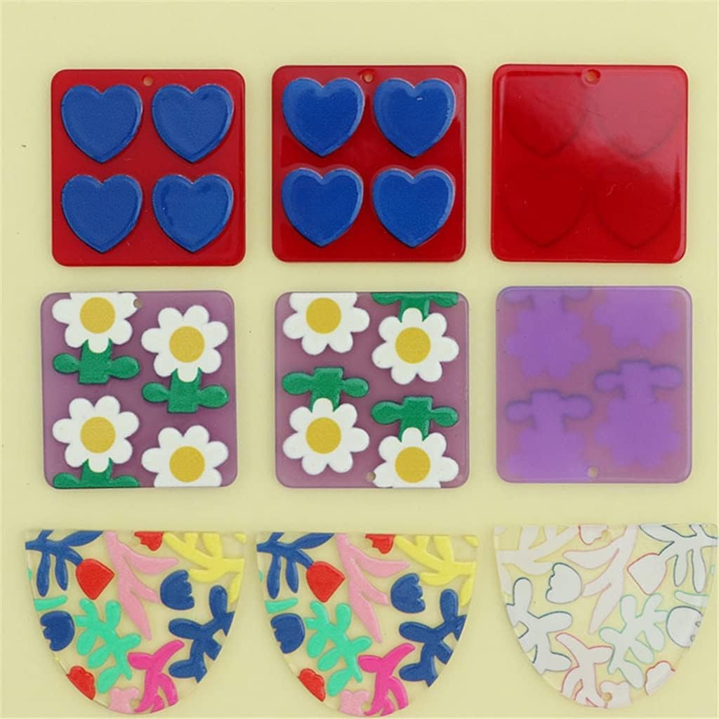 SIDUFHAOPKLL Colourful Geometric Clashing Love Flower Studs DIY Earrings Handcrafted Material Kit(Black)