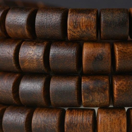 Natural Wild Old-Growth Fusen Red Soil Agarwood 8mm*108 Beads Barrel-Shaped Beads Remarkably Powerful Aroma Release