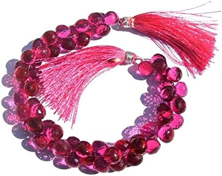 13 inch natural beads strand of 8-9mm faceted onion rubelite pink quartz gemstone briolletes beads for DIY jewelry - necklace, bracelet, earring, ring.