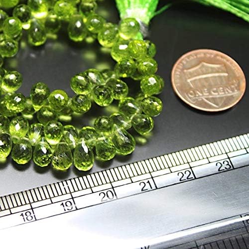 Arizona Green Perit Faceted Tear Drop Briolette Loose Gemstone Craft Beads Strand 8 Inch Long 7mm 8mm Code-HIGH-21218