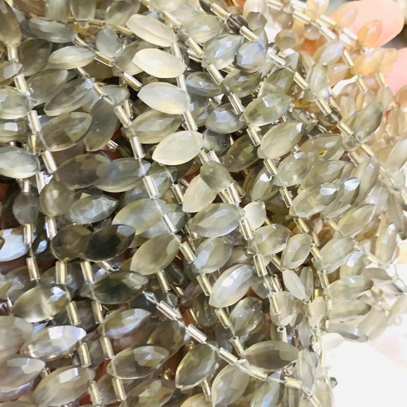 Natural Grey Moonstone boat smooth Beads 12X6 14X7 mm 7 inch long string jewelry making gemstone beads for necklace bracelet