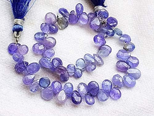 GEMZ 8 inch Strand of Natural Tanzanite pear Shape Faceted Cut Blue Color briollete Beads for DIY Jewelry Making- Earring Necklace Bracelet.
