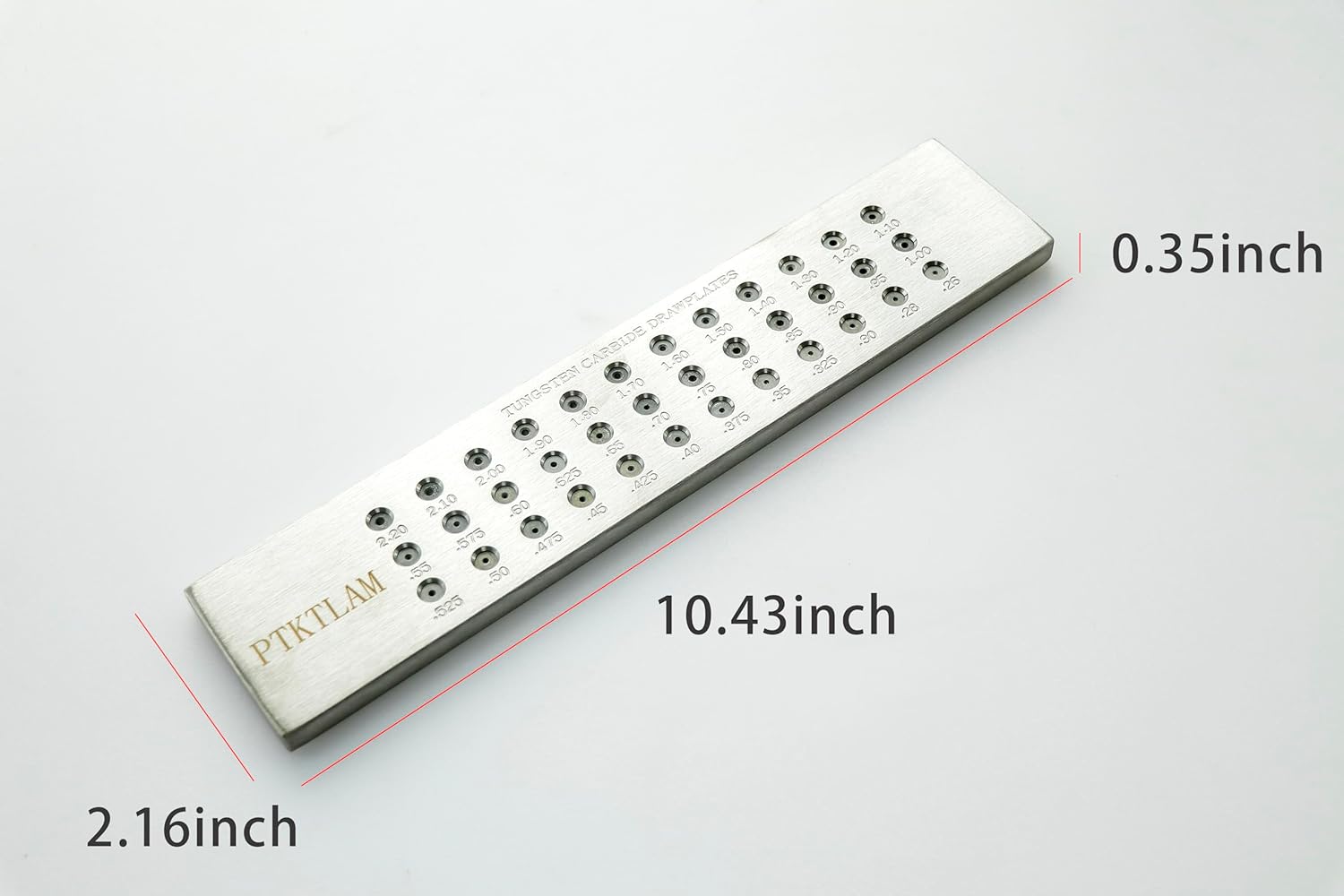 PTKTLAM High-Precision 304 Stainless Steel Round Wire Drawing Plate with Tungsten Carbide Inner Hole - Heavy-Duty Tool for Jewelers, Tolerance in Negative 0.01-0.02mm(0.26-2.2mm,36 Holes)