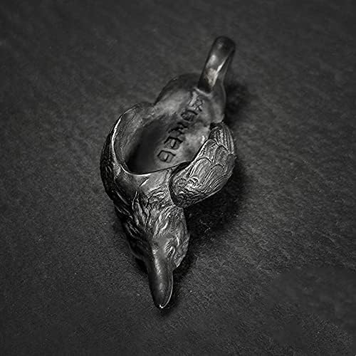 S925 sterling silver Raven EDC Bead DIY Paracord Keychain Bead Bracelet Accessories Bead,Necklace Pendant Bead,Lanyard Bead,Brass Charms