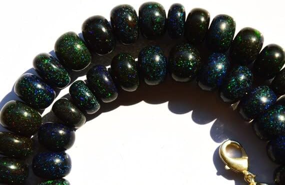 1 Strand Natural Australian Matrix Black Opal Big 8 to 11MM Smooth Rondelle Beads 16.5 Inch