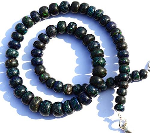 Very Rare Natural Gem Australian Matrix Black Opal Big 7 to 11MM Size Smooth Rondelle Beads 16 Inch Full Strand Finished Necklace Rare Gem