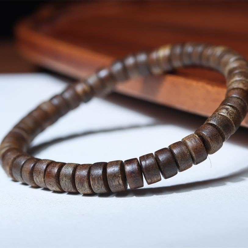 Vietnam Nha Trang White Agarwood Abalone Beads, 7mm Single Strand, Delicate Honey Aroma with Cooling Notes