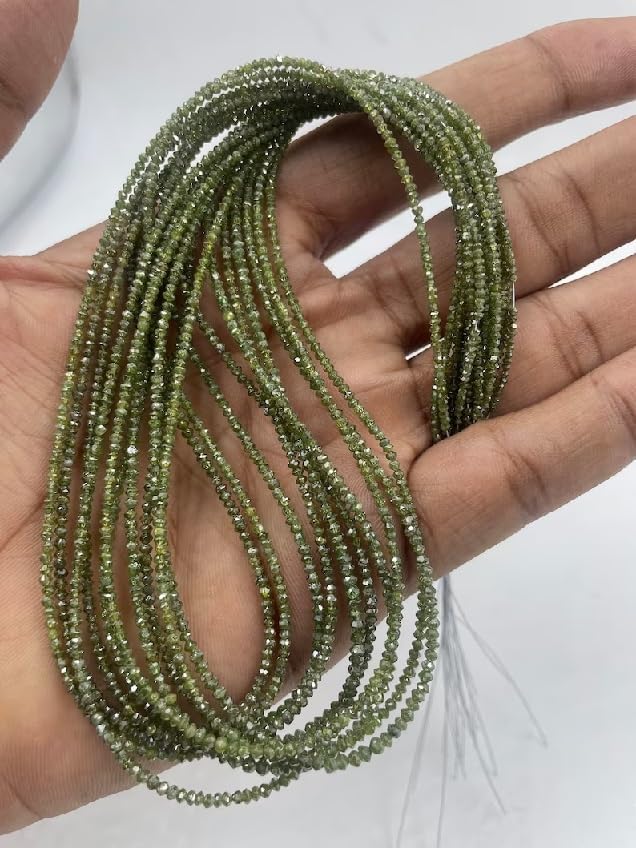 Natural Green Diamond Faceted Beads 2-2.5MM Rare Diamond Beads for Jewelry Making