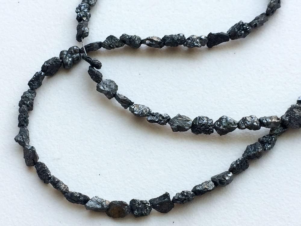 5-7mm Black Rough Diamond Tumbles, Black Raw Diamonds, Conflict Free Diamond, Black Rough Diamond Necklace, Diamond Beads (7IN To 14IN), 5-7 MM