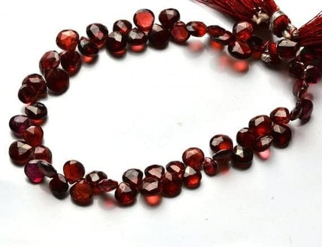 Natural 7 inch Natural Gemstone Faceted Beads Heart Shape Briolettes Garnet 4-7 MM lot of 10 Strands CHIK-STRD-95064