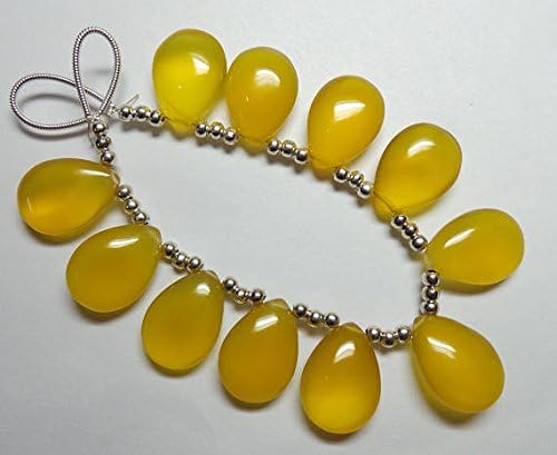 5 matched pairs, 18x13 mm long aprx.,yellow chalcedony smooth plain pear shape briolettes