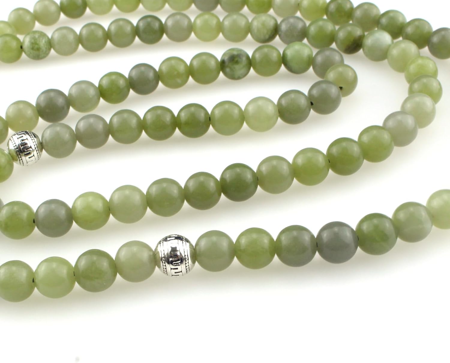 Muslims Islamic Dhikr 99 Tasbeeh Tasbih Prayer Beads, Green Jade Stone Beads with Tassel