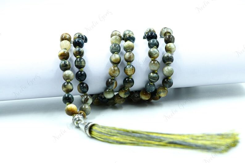 Yellow Tiger's Eye Stone Mala Beads, 108 Mala Necklace, Knotted Mala, WWG Necklace, Yoga Jewelry Meditation Beads Spiritual Jewelry Boho Jewelry
