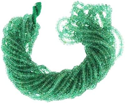 Green Emerald 3mm - 4mm Hand Faceted Rondelles 16