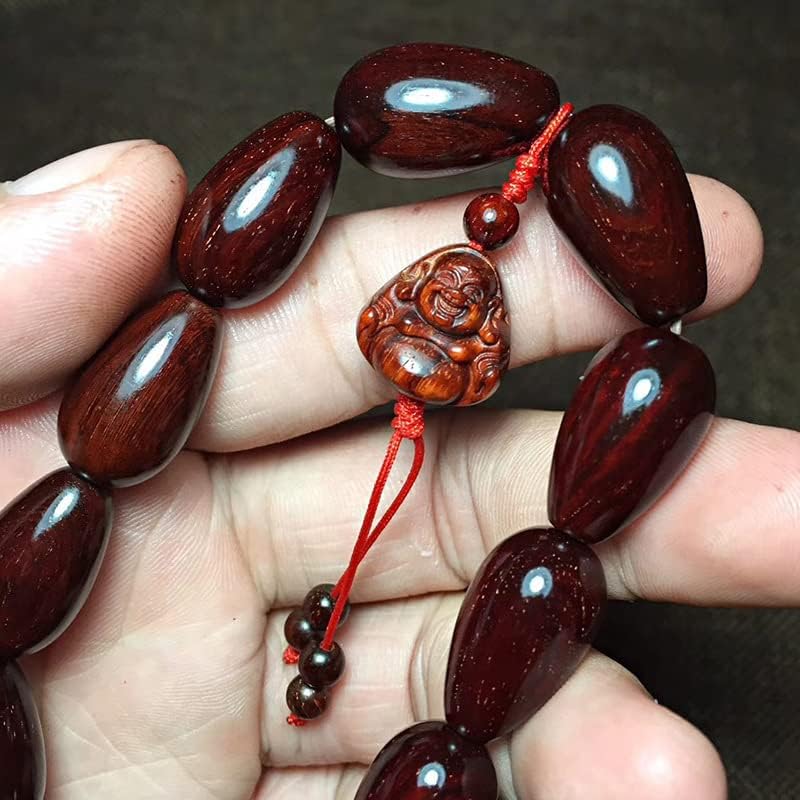 小叶紫檀【笑弥勒】2.0 * 1.2水滴珠搭配笑弥勒笑 手串高油密玻璃底(小叶紫檀笑弥勒)