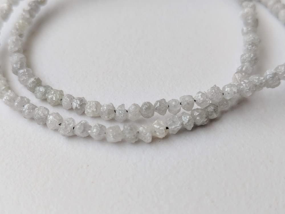 2.5-4mm Natural White Gray Raw Diamond Beads, Rough Diamond Rondelle Beads, White Gray Diamond Beads, Diamond Jewelry (4IN To 16IN) - PPD173, 2.5-4 MM Approx.