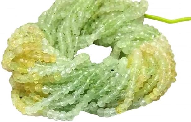 Natural Prehnite 3-4mm rondelle Faceted Loose Beads 13