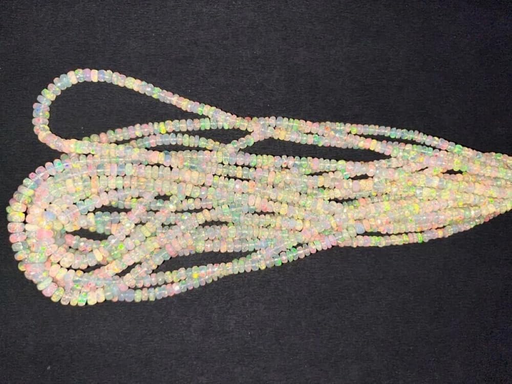 Ethiopian Opal Faceted Rondelle Beads 3-4mm Natural Opal Beads 16 Inches