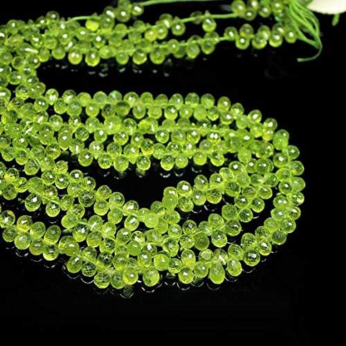 Natural Green Perit Faceted Tear Drop Briolette Gemstone Craft Loose Beads Strand 15 Inch Long 6mm 7mm Code-HIGH-569