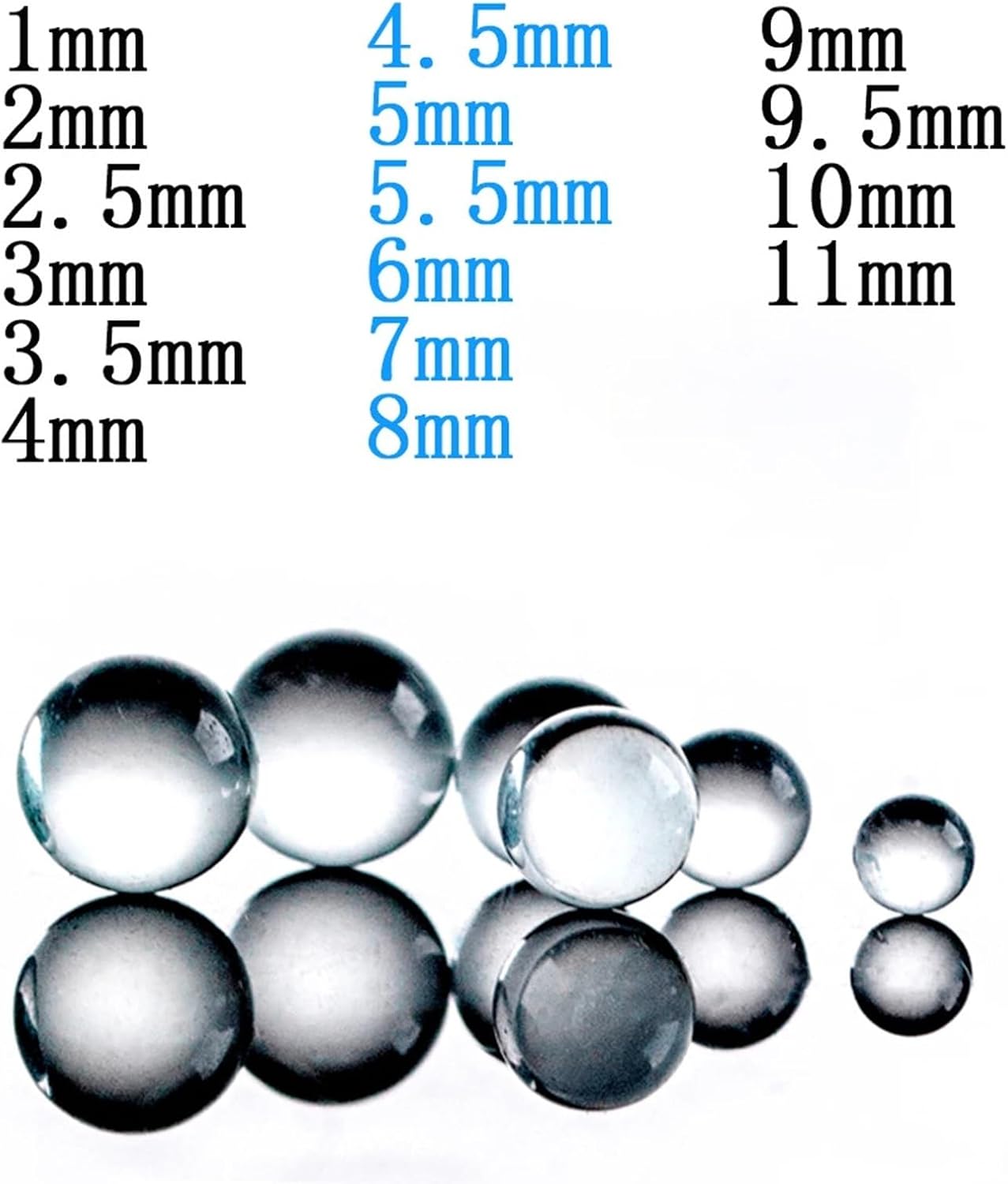 Glass Beads, 1000 Pieces/2000 Pieces, DIA 0.04 - 0.4 inch (1 - 11 mm), Small Glass Decorative Balls, High Precision, Transparent, For Laboratory Experiments (0.4 inch (9 mm), 1000 pcs)