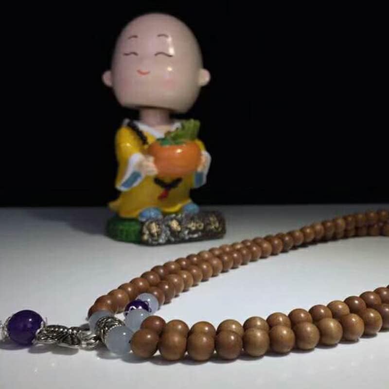 Mascot Wooden Crafts Wood Carving Art Wood Decoration Artwork 老山檀香手串紫蝶轩108颗 文玩手串念珠男女檀木佛珠手链(DIY不沉水8MM老山)