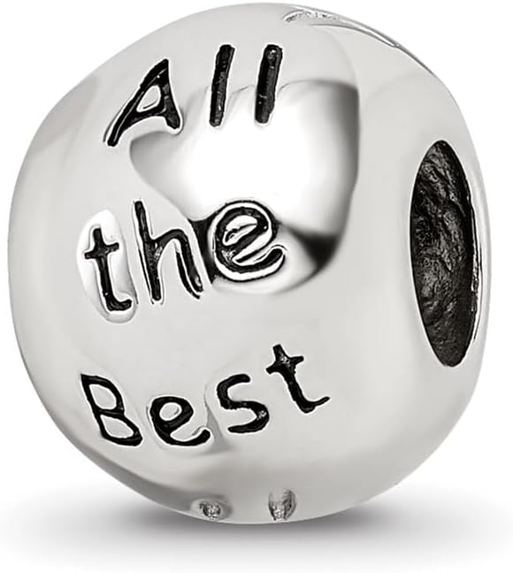 Sonia Jewels Solid 925 Sterling Silver Heart Reflections Enamel & Crystal All The Best Bead (10mm x 10.9mm)