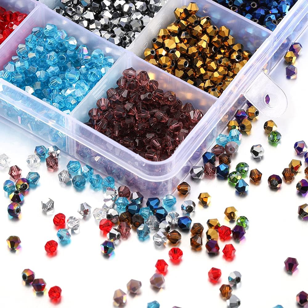YU 4mm Glass Bicone Beads Kits Jewelry Beads Loose Spacer Beads Fit Jewelry Making DIY Bracelet Necklace Accessories 3000pcs/box T322 (Color : 1, Item Diameter : 4mm-3000pcs)