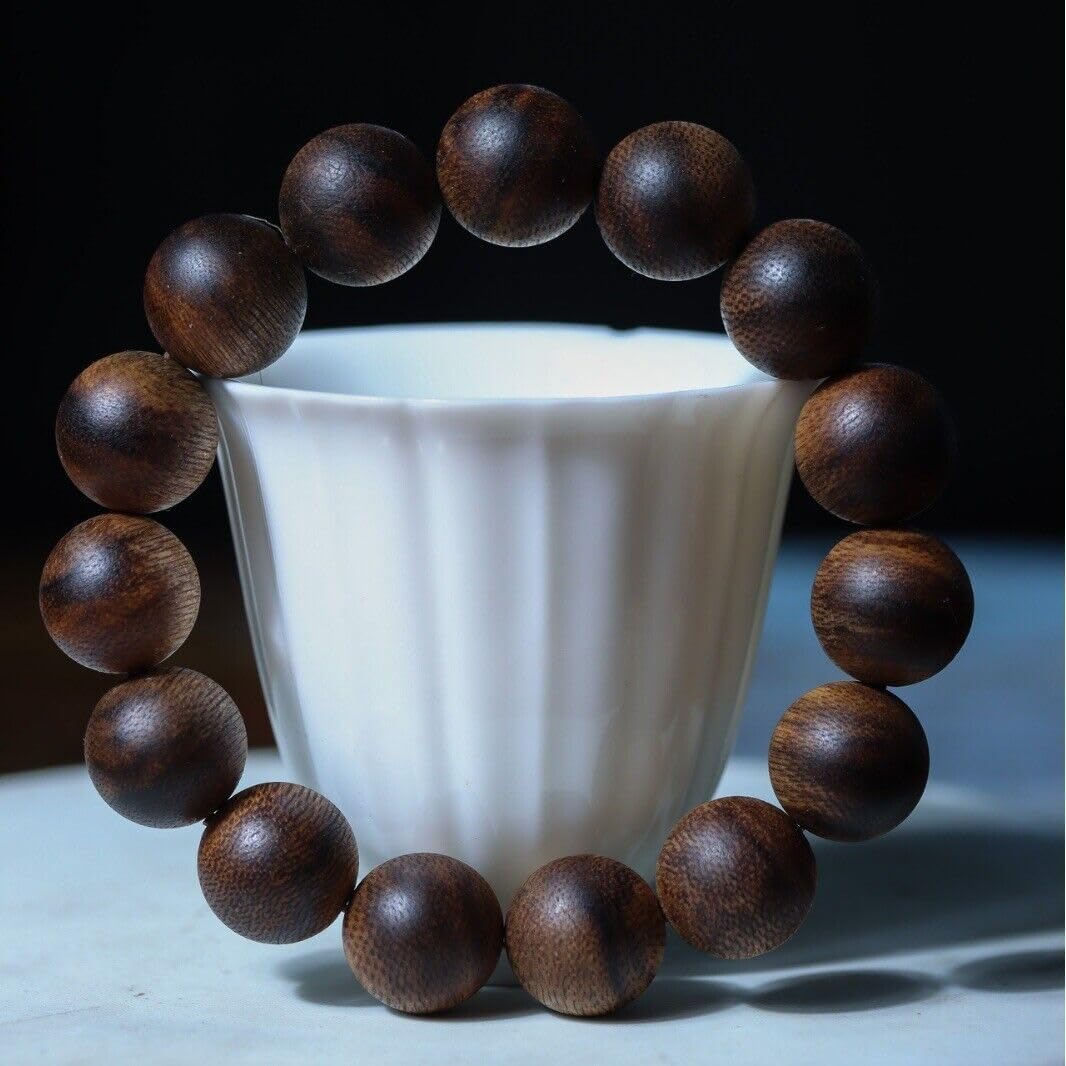 Agarwood 15mm Hainan White Chess Agarwood Flower Bead Strand Buddha Bead Submerged Grade