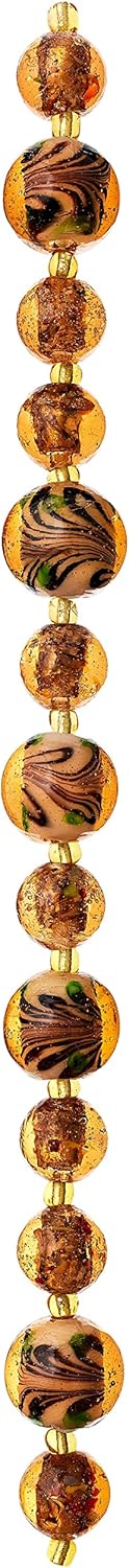 Bead Landing Amber Lampwork Glass Beads, 12 Pack