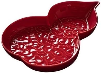 Tray Ceramic Tea Tray Red Cake Tray Light Luxury Home Fruit Tray Chinese Style Pot Holder Dry Brewing Table Serving Trays(C)