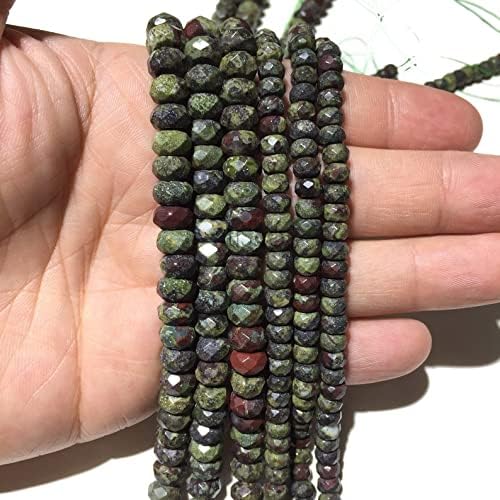13 inch Strand of Natural gem Dragon Blood Stone Jasper, 6x8 mm Rondelle Faceted Beads for DIY Jewelry Making. | Beads_03370