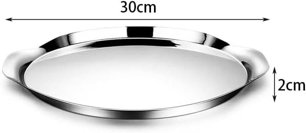 Tray Decor Stainless Steel Western Food Tray Light Luxury Round Wine Cup Tray Dessert Tray Model Room Decoration Storage Tray Food Tray(Small)