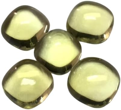 Natural Lemon Quartz Cushion Cabochon flat back Loose Gemstones For Earrings Pendant & Jewelry Making (10 Pieces) Set