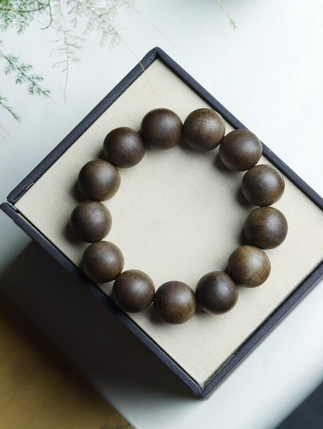 Agarwood 18mm Natural Vietnam White chess nan agarwood Bracelets Buddhist Prayer Beads