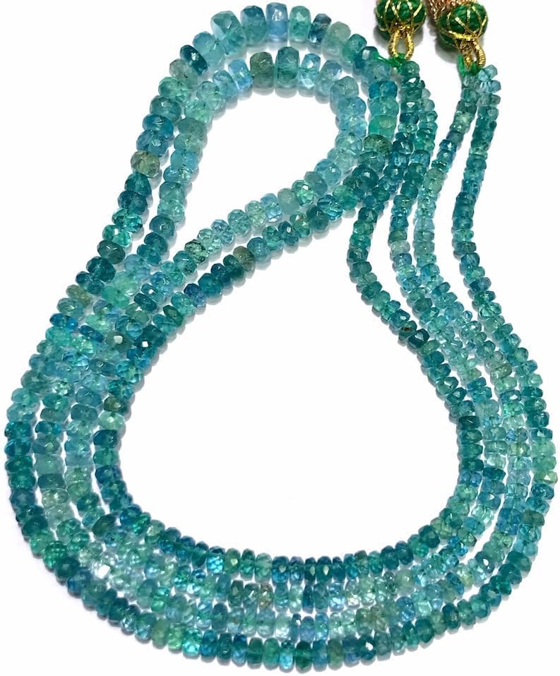 Natural 2 Strand Necklace roundelle facated Beads 3.5-5 MM 18 inch Long String Jewelry Making Gemstone Beads for Necklace Bracelet