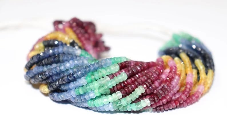 Multi Precious Faceted Rondelle Beads 4.5MM Multi Rainbow Sapphire Wholesale Beads Strand for Jewelry Making